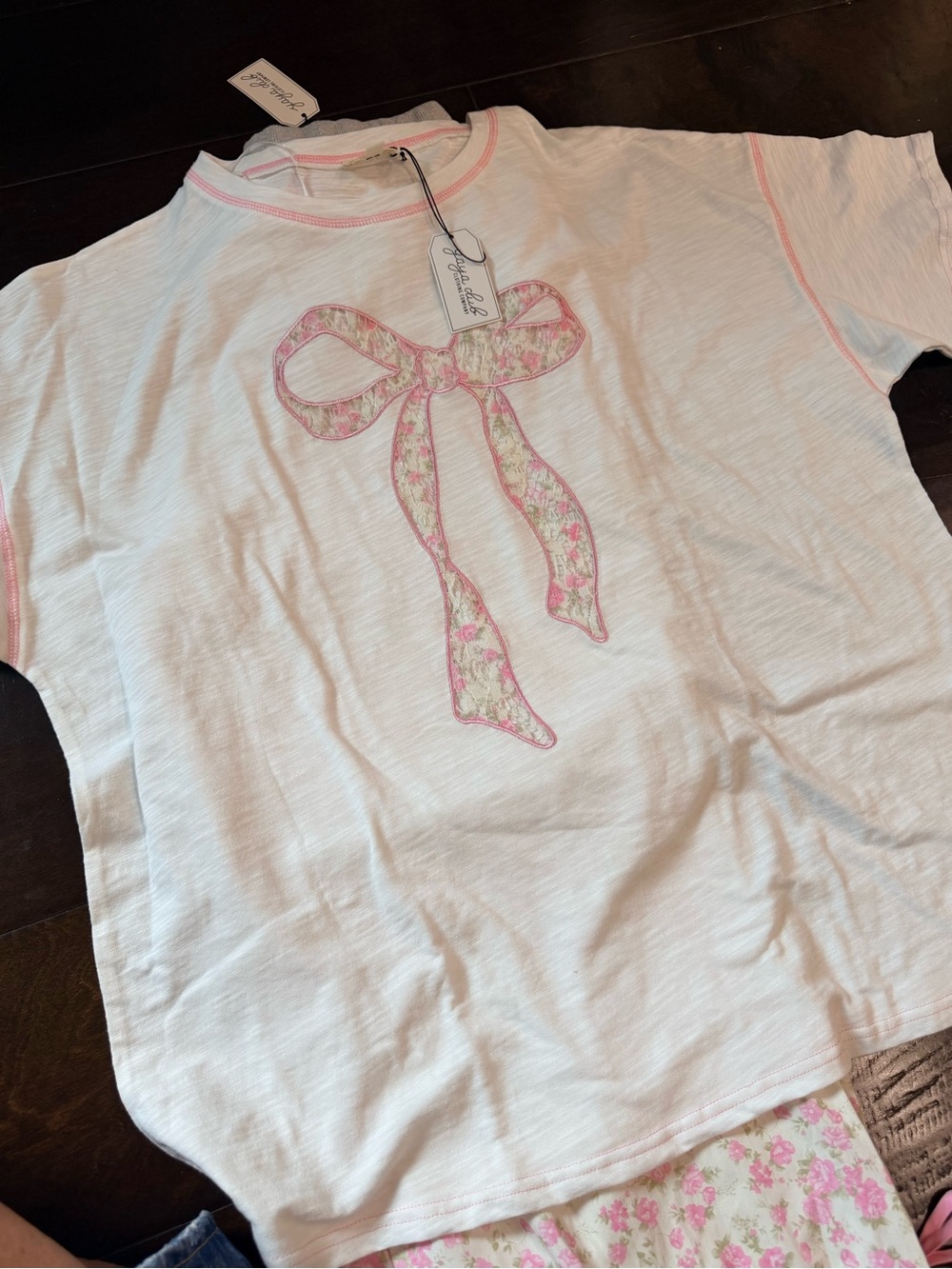 NWT Peach Tree California Pink Rosette Lounge Set - 2 Pieces - Picture 3 of 14